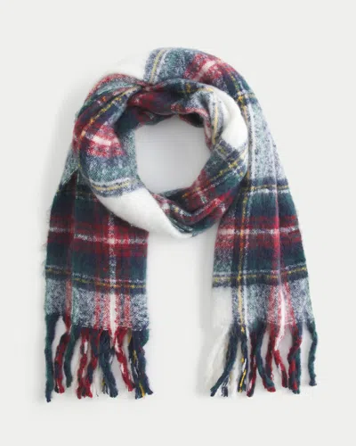 Hollister Holiday Vault Release Plaid Scarf In Blue