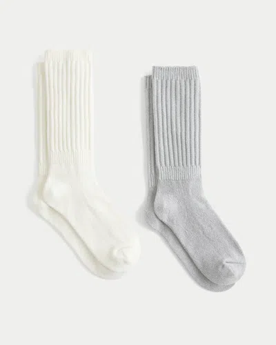 Hollister Ribbed Socks 2-pack In Gray