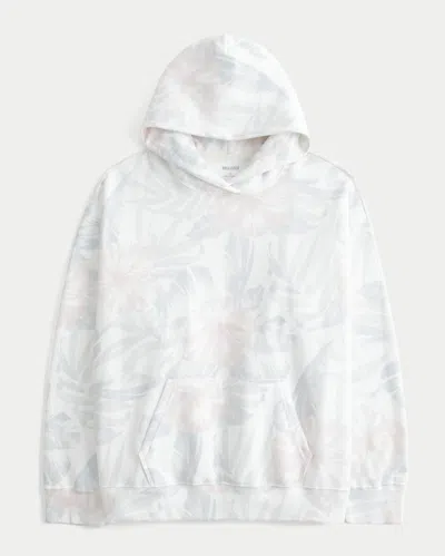 Hollister Oversized Floral Print Hoodie In White