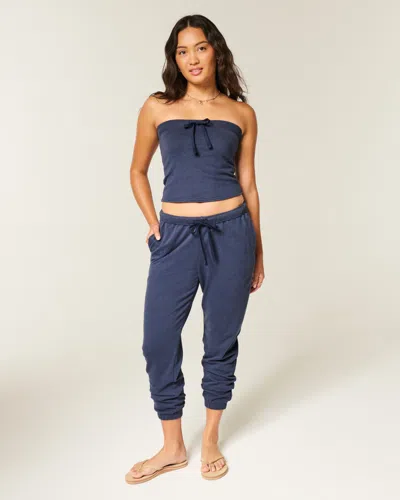 Hollister Fleece Tube Top In Blue