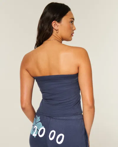 Hollister Fleece Tube Top In Blue