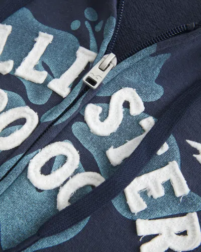 Hollister Terry Logo Graphic Zip-up Hoodie In Blue