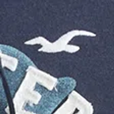 Hollister Terry Logo Graphic Zip-up Hoodie In Blue