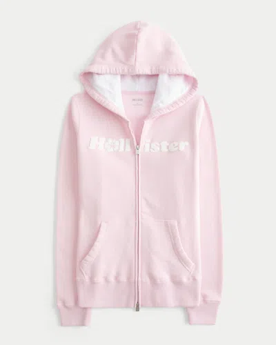 Hollister Chenille Logo Graphic Zip-up Hoodie