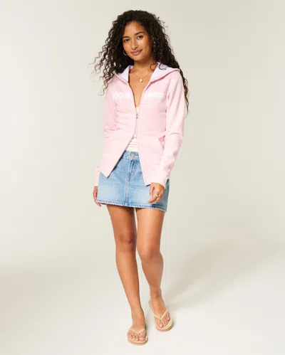 Hollister Chenille Logo Graphic Zip-up Hoodie