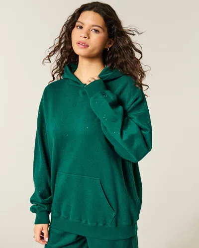 Hollister Oversized Sparkle Hoodie In Green