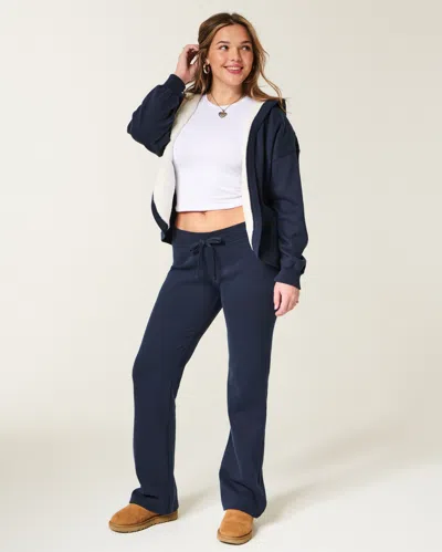 Hollister Faux Fur-lined No-close Fleece Cardigan In Blue