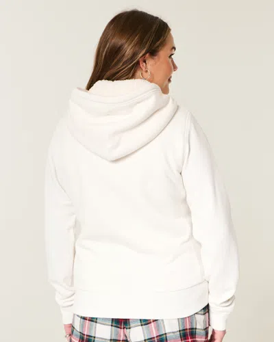 Hollister Holiday Vault Release Sherpa-lined Zip-up Logo Graphic Hoodie