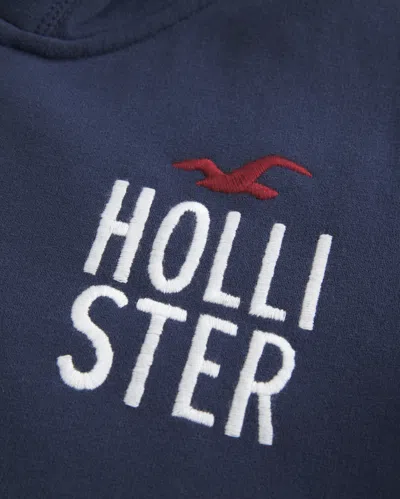 Hollister Logo Graphic Zip-up Hoodie In Blue