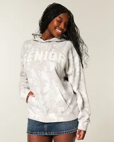 Hollister Oversized Senior Graphic Camo Hoodie In White