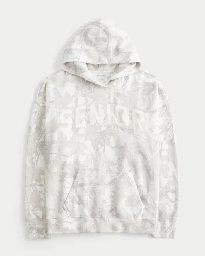Hollister Oversized Senior Graphic Camo Hoodie In White