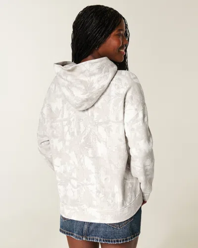 Hollister Oversized Senior Graphic Camo Hoodie In White