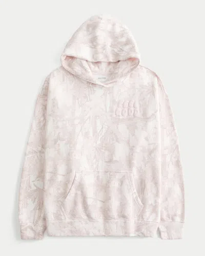 Hollister Feel Good Oversized Logo Graphic Camo Hoodie In White