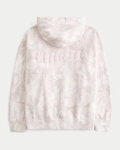 Hollister Feel Good Oversized Logo Graphic Camo Hoodie In White