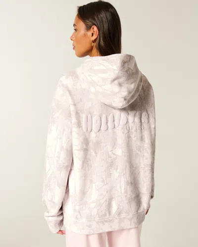 Hollister Feel Good Oversized Logo Graphic Camo Hoodie In White