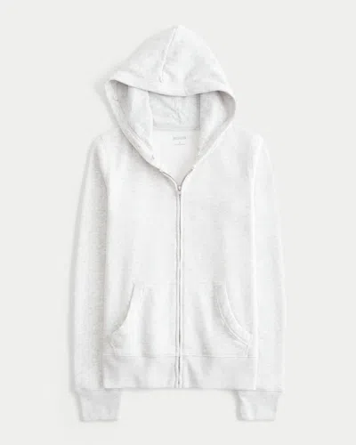 Hollister Faux Fur Trim Zip-up Hoodie In Gray