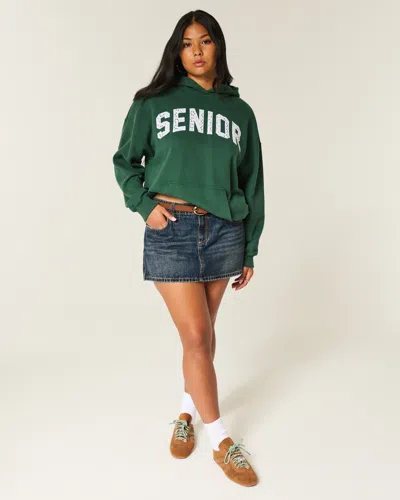 Hollister Oversized Senior Graphic Hoodie In Green