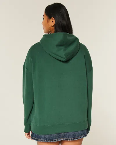 Hollister Oversized Senior Graphic Hoodie In Green