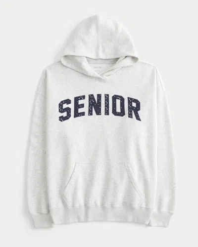 Hollister Oversized Senior Graphic Hoodie In Gray