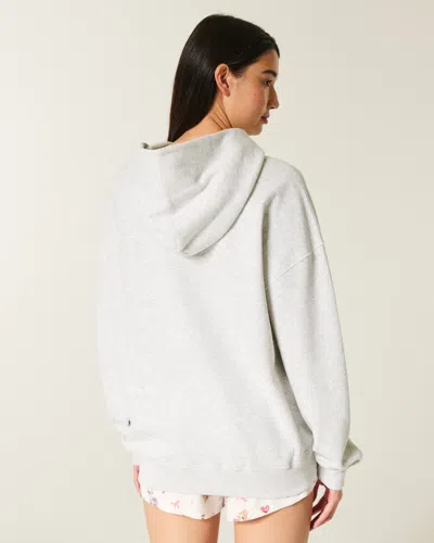 Hollister Oversized Senior Graphic Hoodie In Gray