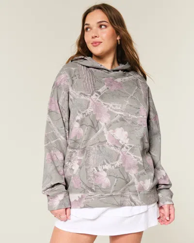 Hollister Oversized Camo Hoodie In Gray