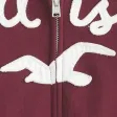 Hollister Faux Fur Trim Logo Graphic Zip-up Hoodie In Red