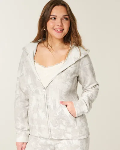 Hollister Zip-up Camo Hoodie In White