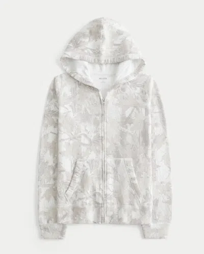 Hollister Zip-up Camo Hoodie In White