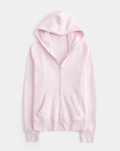 Hollister Faux Fur Trim Zip-up Hoodie In Pink