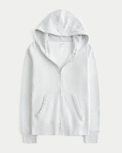 Hollister Faux Fur Trim Zip-up Hoodie In White