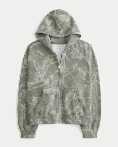 Hollister Easiest Zip-up Camo Hoodie In Green