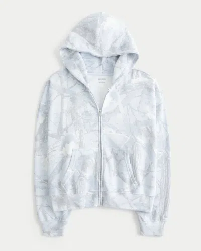 Hollister Easiest Zip-up Camo Hoodie In Gray