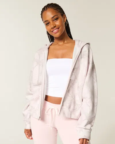 Hollister Oversized Pink Camo Zip-up Hoodie