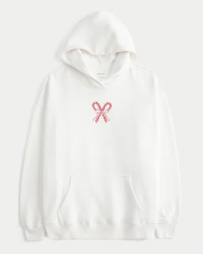 Hollister Oversized Candy Cane Graphic Hoodie In White