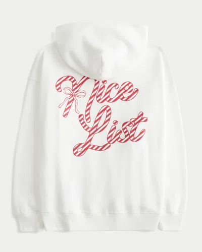 Hollister Oversized Candy Cane Graphic Hoodie In White