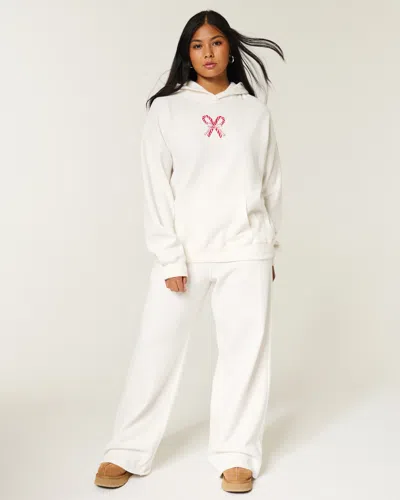 Hollister Oversized Candy Cane Graphic Hoodie In White