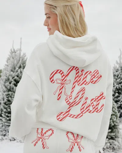 Hollister Oversized Candy Cane Graphic Hoodie In White