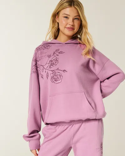 Hollister Oversized Sparkle Logo Graphic Hoodie In Pink