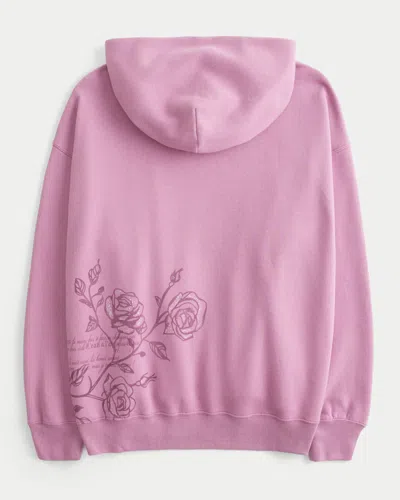 Hollister Oversized Sparkle Logo Graphic Hoodie In Pink