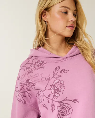 Hollister Oversized Sparkle Logo Graphic Hoodie In Pink