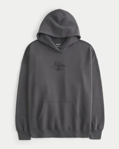 Hollister Oversized Sparkle Logo Graphic Hoodie In Gray