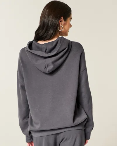 Hollister Oversized Sparkle Logo Graphic Hoodie In Gray