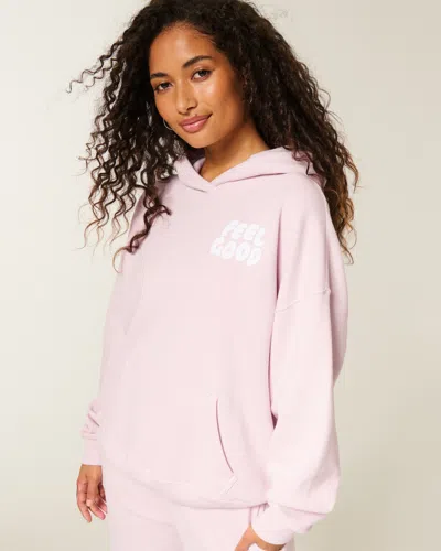 Hollister Feel Good Oversized Logo Graphic Hoodie In Pink