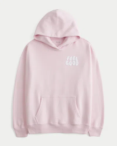 Hollister Feel Good Oversized Logo Graphic Hoodie In Pink