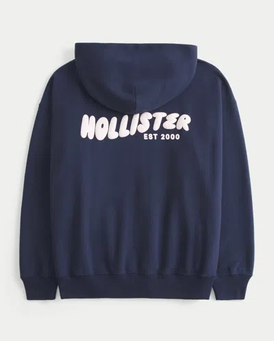 Hollister Feel Good Oversized Logo Graphic Hoodie In Blue