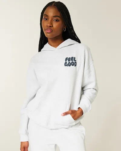 Hollister Feel Good Oversized Logo Graphic Hoodie In White