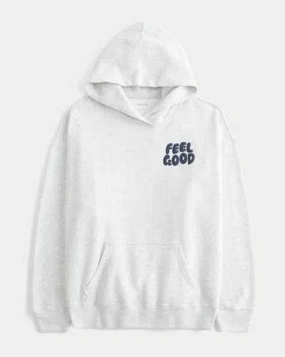 Hollister Feel Good Oversized Logo Graphic Hoodie In White