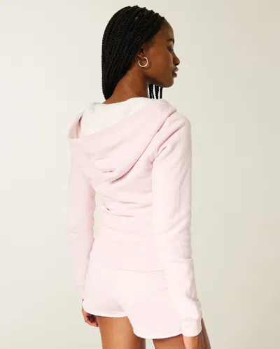 Hollister Faux Fur-lined Zip-up Hoodie In Pink