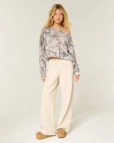 Hollister Oversized Off-the-shoulder Camo Sweatshirt In Pink