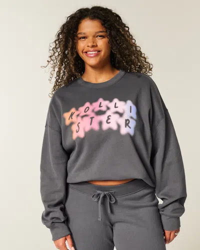 Hollister Easy Logo Graphic Crew Sweatshirt In Gray